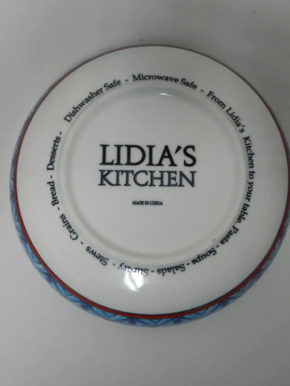 Lidia's Kitchen Pasta Soup Salad Desert Bowl floral serve Micro Dish 8.5